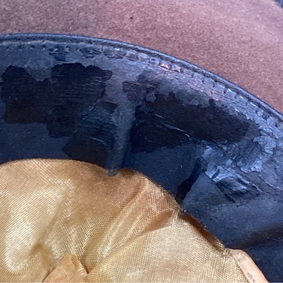 VTG 1960s era Bee Hats Custom Made Brown Beaver Felt Fedora Distressed Worn Sz 7 - Picture 15 of 15